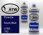 Preview: Porsche, Azure Blue, LY5D / K2: 400ml Sprühdose + 400ml Klarlack - Set, von ATW Autoteile West.